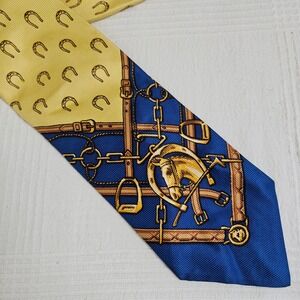 Vintage Polo Ralph Lauren Horse Men's Neck Tie Blue Yellow MacNeil and Moore